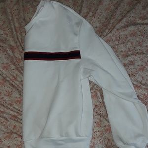 White cropped sweatshirt.